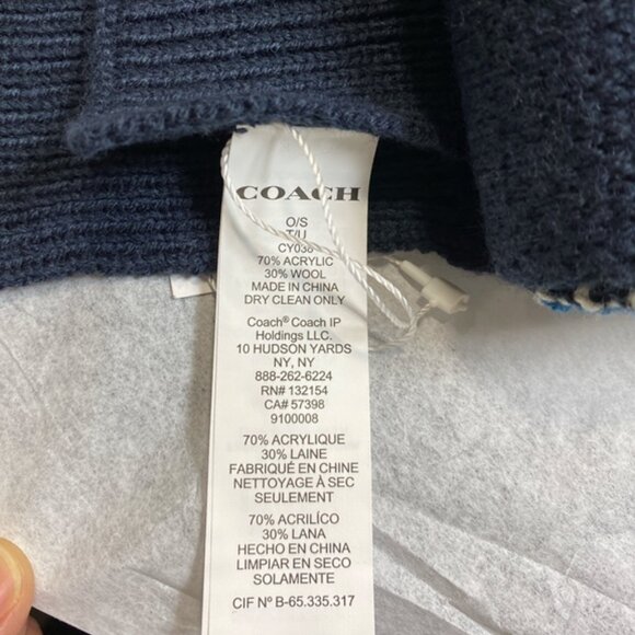 Coach CY038 Coach Script Print Knit Muffler in Navy - Picture 3 of 5